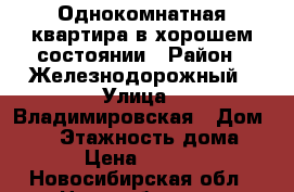 Однокомнатная квартира в хорошем состоянии › Район ­ Железнодорожный › Улица ­ Владимировская › Дом ­ 21 › Этажность дома ­ 11 › Цена ­ 11 000 - Новосибирская обл., Новосибирск г. Недвижимость » Квартиры аренда   
